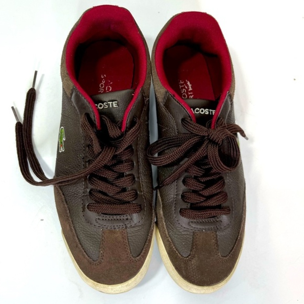 Lacoste Men's Brown and Red Sneakers in EUC